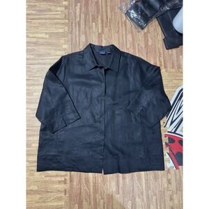 Westbound Woman Linen Black Button Up Top 24W Business Casual